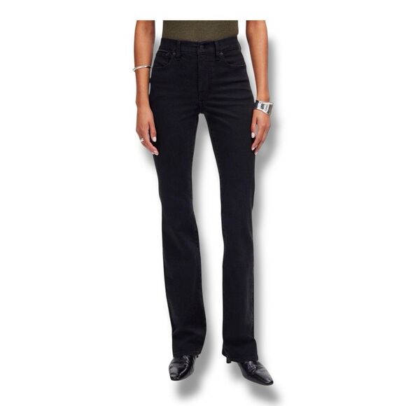 Madewell Denim - NWT Madewell Kick Out Full Length Jeans Black Midrise Flare Denim Women’s Sz 26